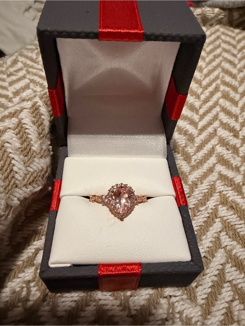 14K Rose Gold Ring with Pink & White Sapphires - Pink & White